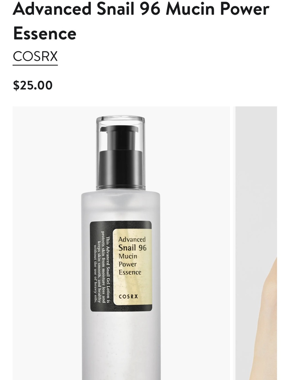 COS Advanced Snail 96 Mucin Power Essence — White & Black Bottle